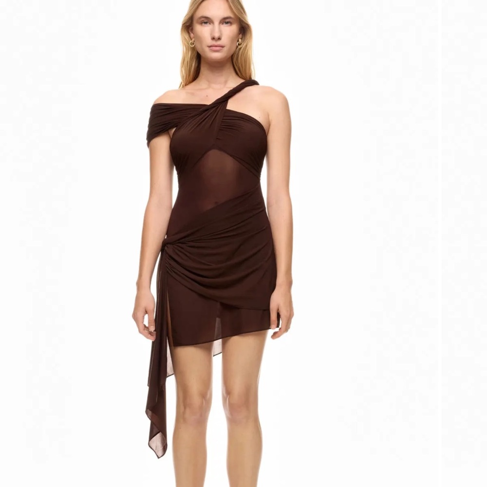 Ronny Kobo Brown Izel Mini Dress